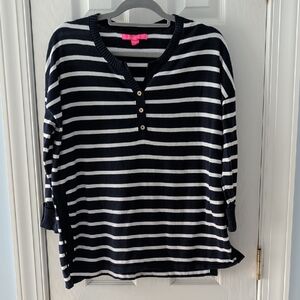 ⛵ Lilly Pulitzer ⛵Navy and White Striped Lightweight Sweater GUC